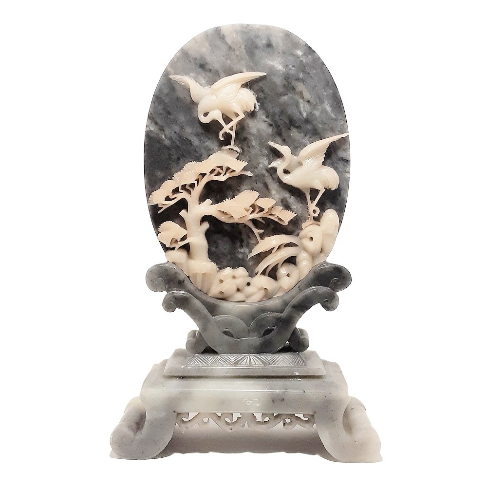 CHINESE SHOUSHAN STONE SCHOLAR TABLE SCREEN, QING (1 of 3)