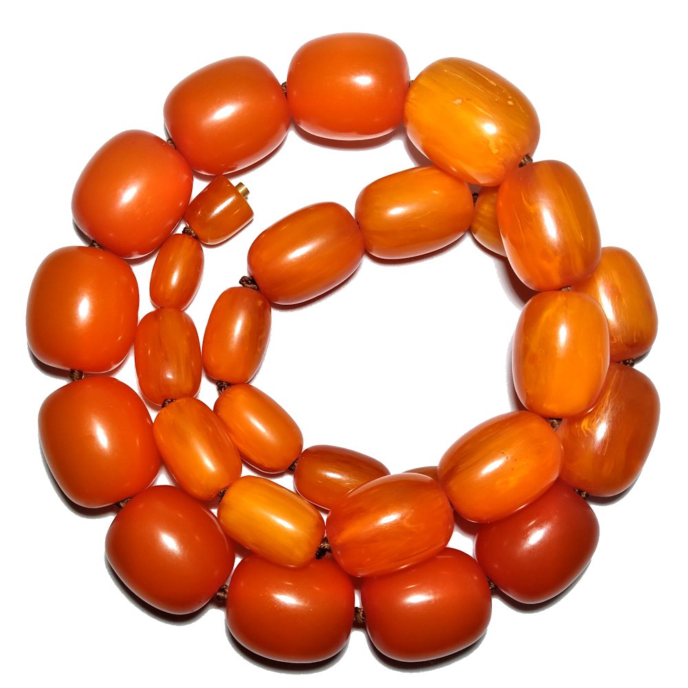 VERY LARGE BUTTERSCOTCH AMBER RESIN COMPOSITE BEADS (1 of 6)