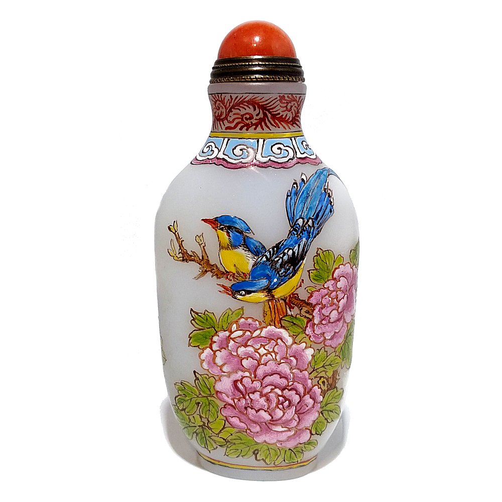 VERY FINE ENAMEL ON GLASS CHINESE SNUFF BOTTLE (1 of 7)
