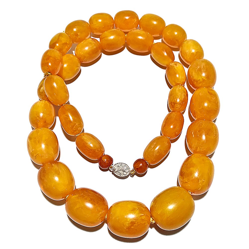CHINESE BUTTERSCOTCH AMBER RESIN COMPOSITE BEADS 32" (1 of 6)