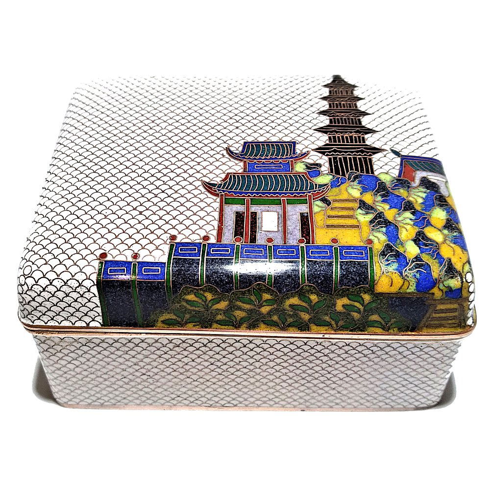 A VERY FINE RARE CHINESE CLOISONNE BOX 19TH C QING (1 of 9)