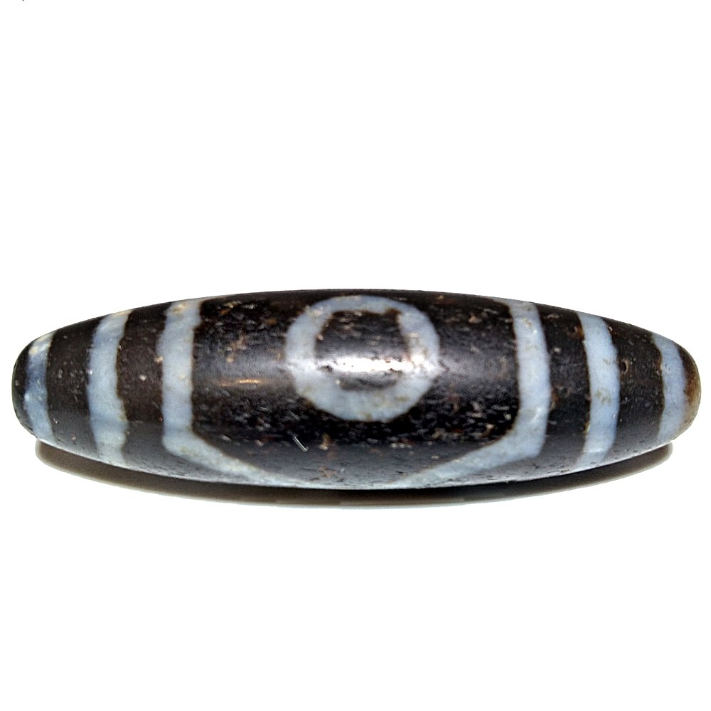 OLD SINO TIBETAN AGATE DZI BEAD 3 EYES 47MM BARREL (1 of 5)