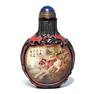 CARVED PEKING GLASS BOTTLE PAINTED INSIDE INSCRIBED DOG