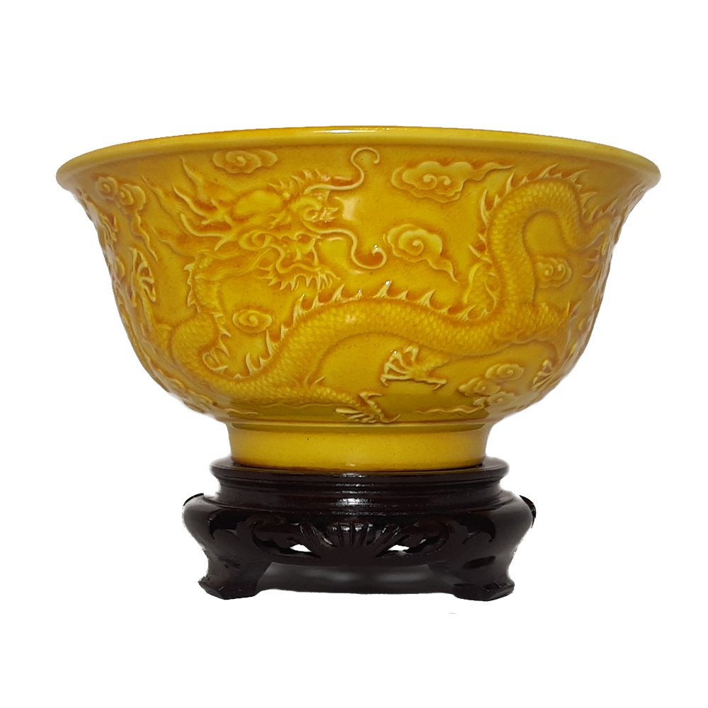 OUTSTANDING IMPERIAL YELLOW DRAGON BOWL QIANLONG (1 of 7)