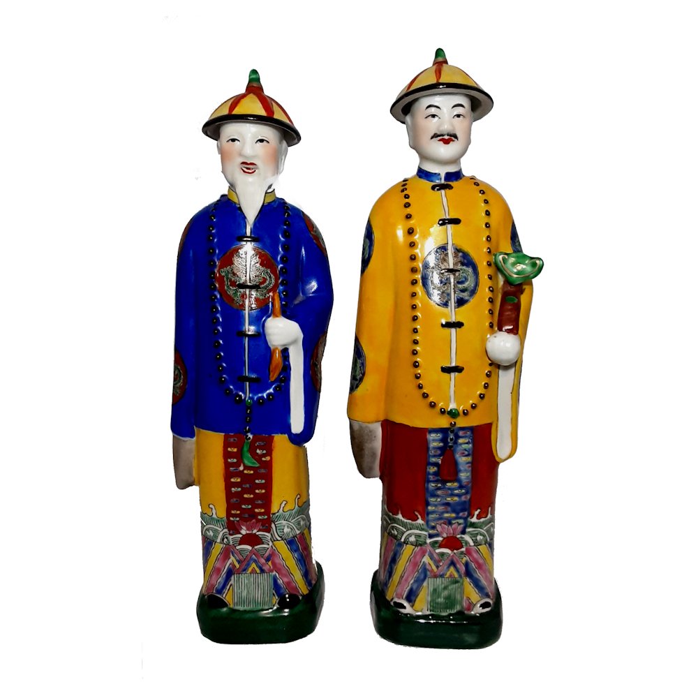 CHINESE TALL CERAMIC FIGURES OF OLD AND YOUNG EMPEROR (1 of 6)