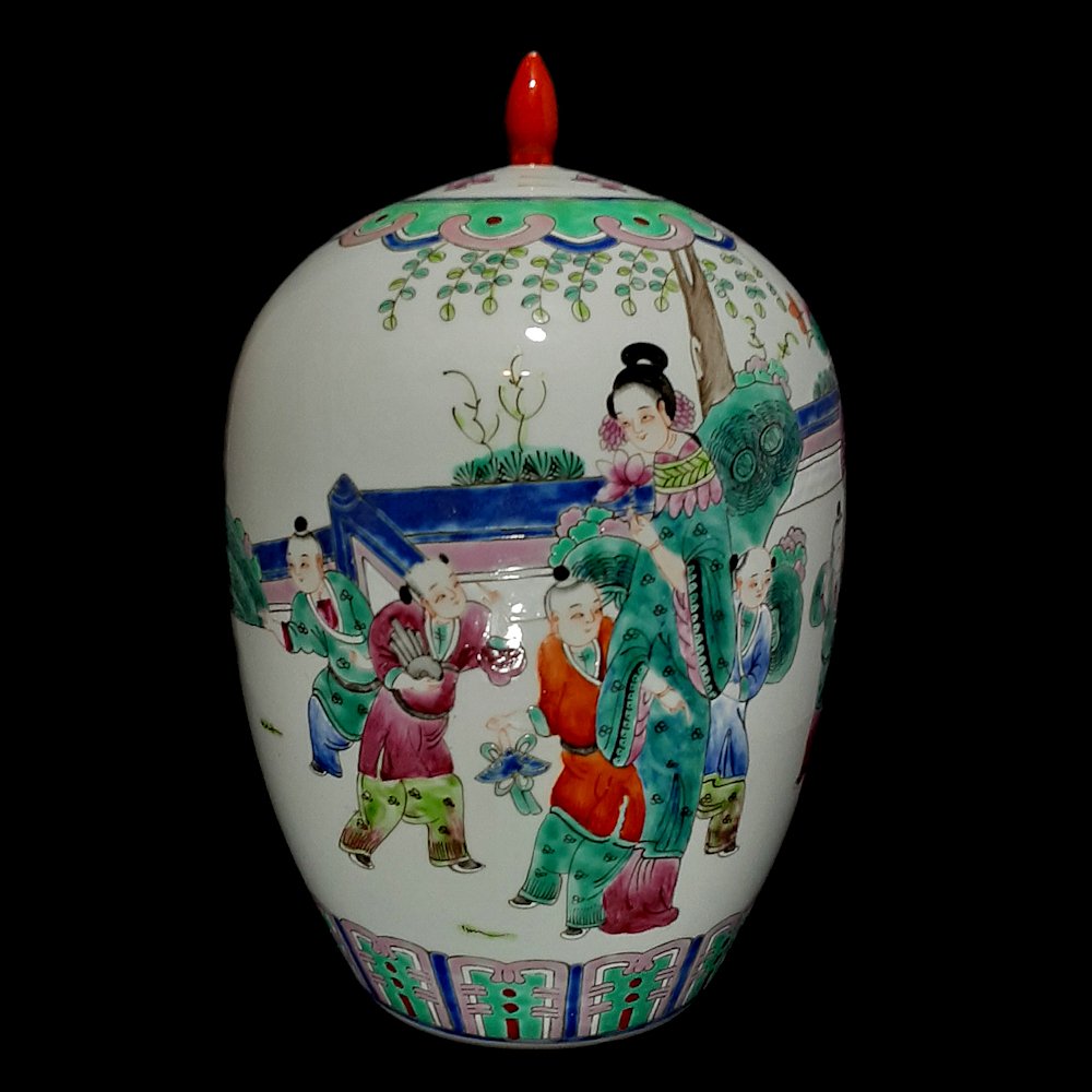 STUNNING TONGZHI JAR LADY CHILDREN 19TH C PERANAKAN (1 of 8)