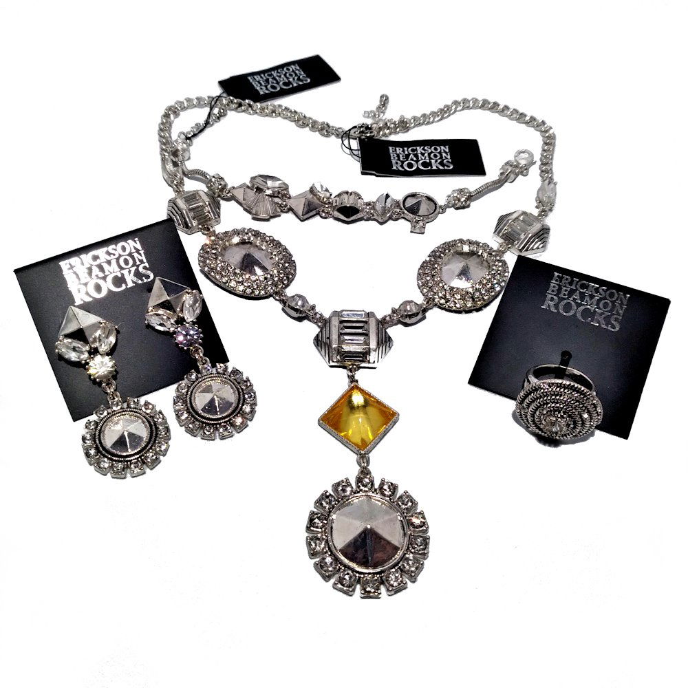ERICKSON BEAMON  ROCKS 4 PIECE SILVER TONE PARURE (1 of 4)