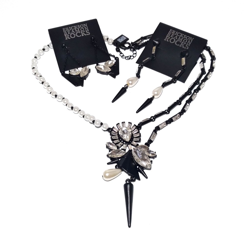 ERICKSON BEAMON  ROCKS NECKLACE AND 2 PR EARRINGS (1 of 6)