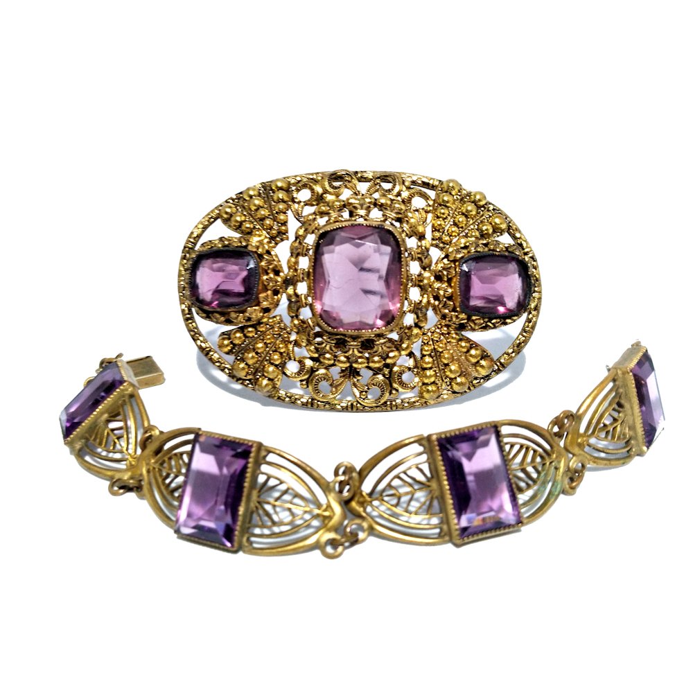 STUNNING VINTAGE JEWELRY EDWARDIAN SASH PIN & BRACELET (1 of 6)