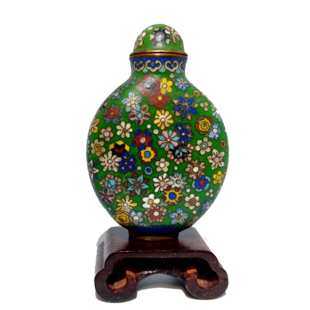 SUPERB  18-19C  QING CHINESE CLOISONNE  ENAMEL SNUFF BOTTLE (1 of 11)