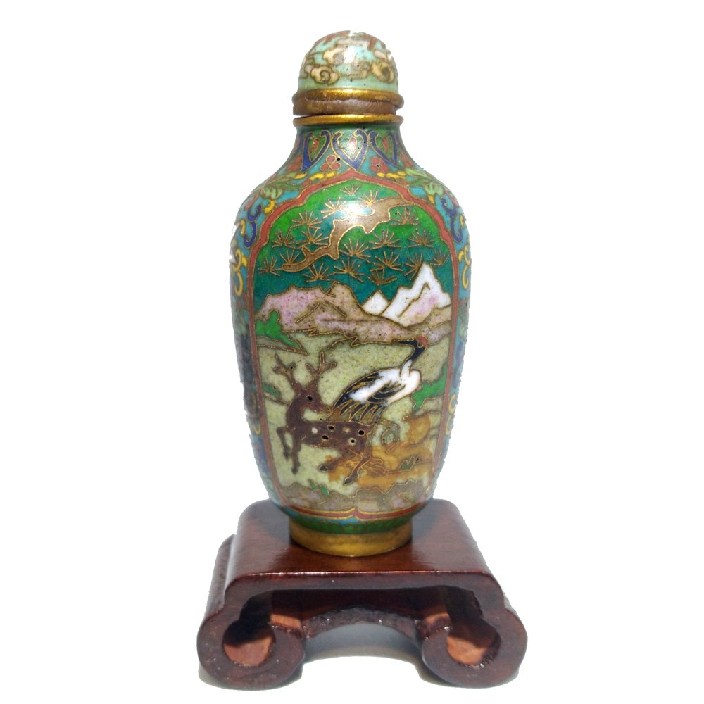 RARE 18-19C QING CHINESE CLOISONNE ENAMEL SNUFF BOTTLE (1 of 8)
