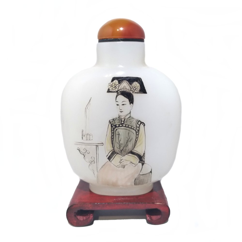 ANTIQUE CHINESE GLASS SNUFF BOTTLE IMPERIAL PORTRAITS GUANGXU (1 of 8)