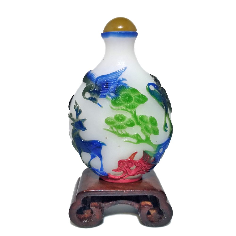 SO RARE 6 COLOR 18-19C  PEKING GLASS OVERLAY SNUFF BOTTLE (1 of 12)