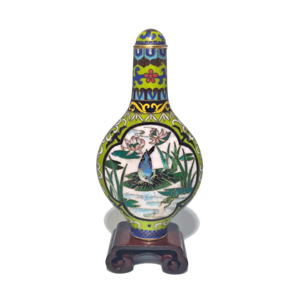 FINE & RARE CHINESE CLOISONNE SNUFF BOTTLE QIANLONG (1 of 10)