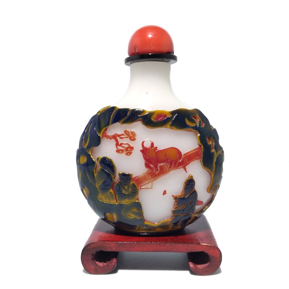 A RARE  FINE CHINESE 4 COLORS GLASS OVERLAY SNUFF BOTTLE 18-19C (1 of 11)