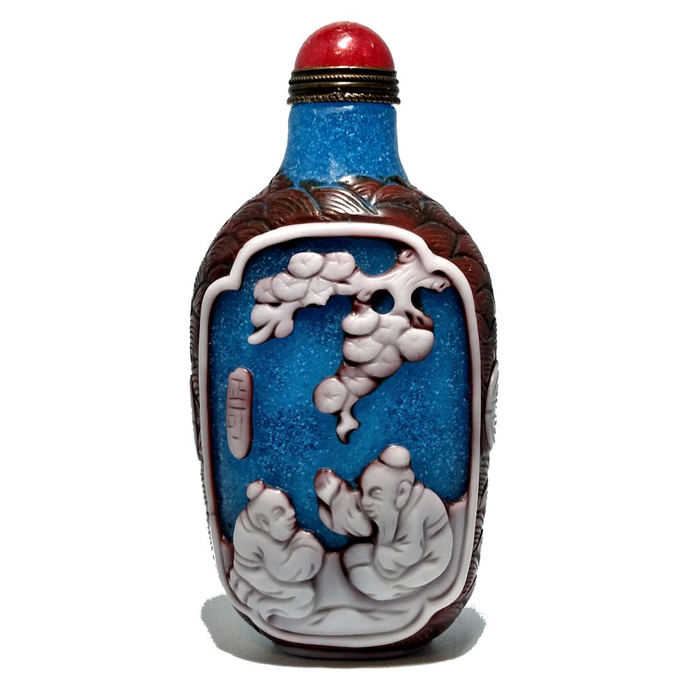 SUPERB PEKING GLASS FIGURAL BOTTLE (1 of 9)