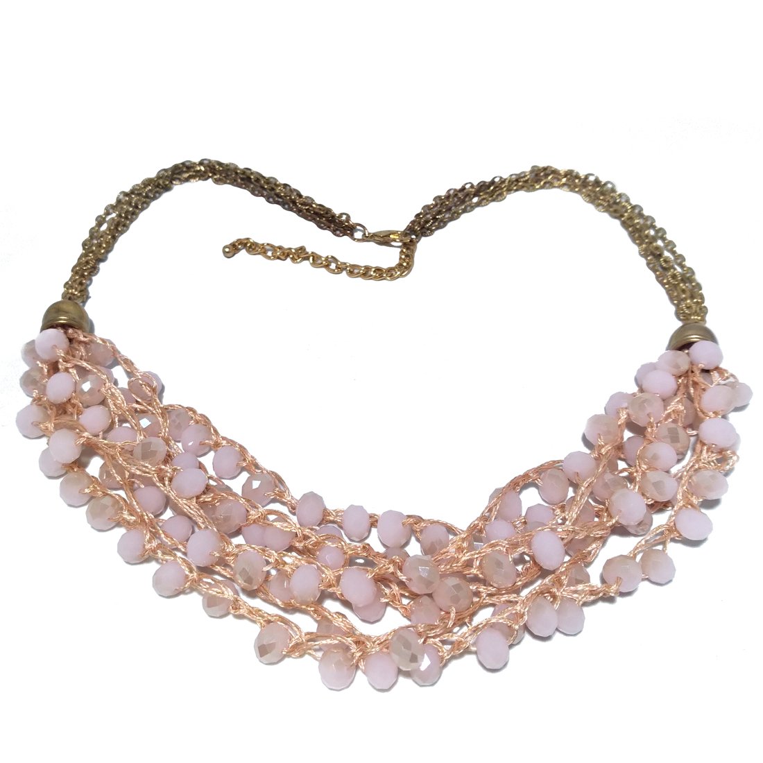 A WONDERFUL ROSE QUARTZ NECKLACE MULTISTRAND FACETED (1 of 2)