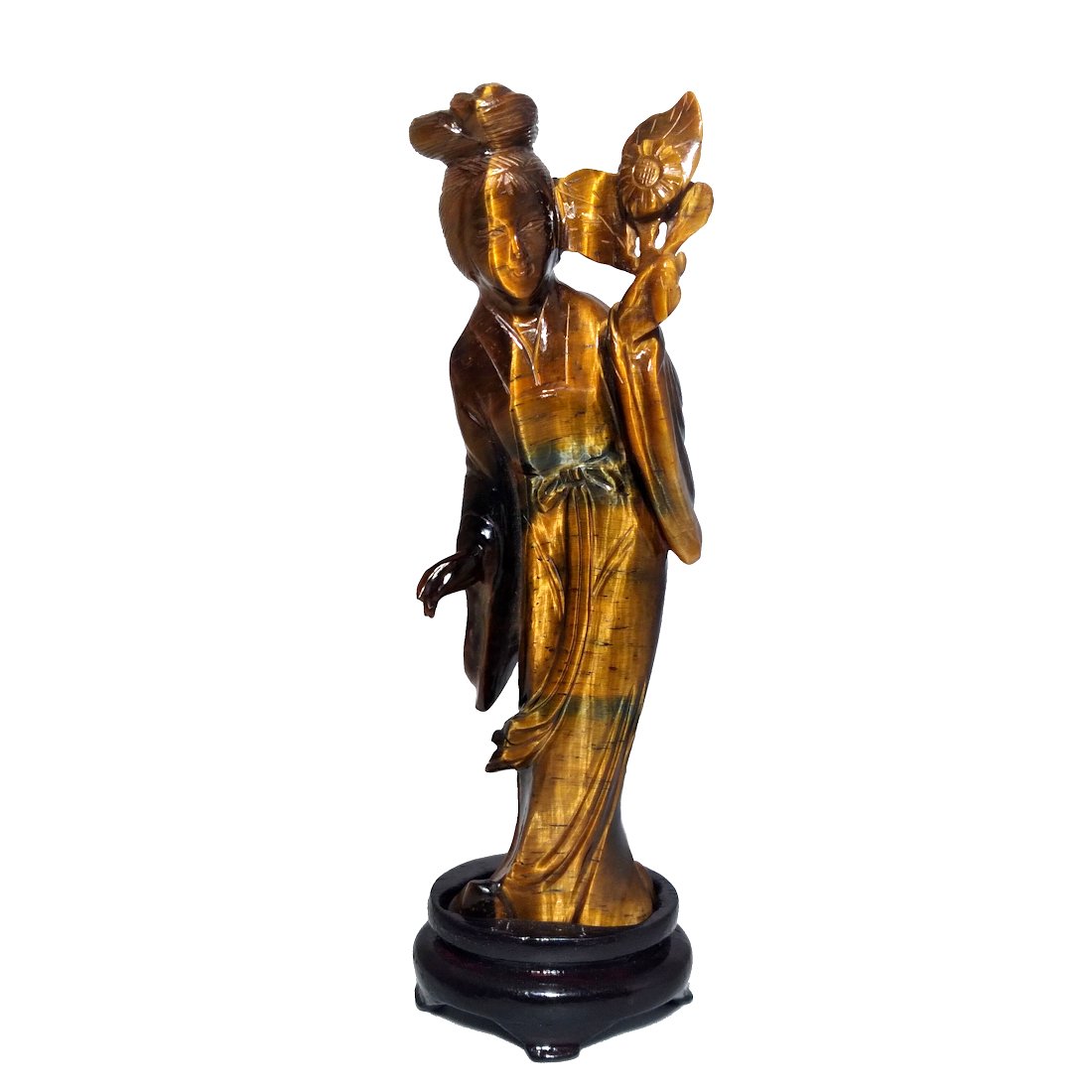 A GRACIOUS, WELL CARVED GUANYIN FIGURE TIGER'S EYE (1 of 7)