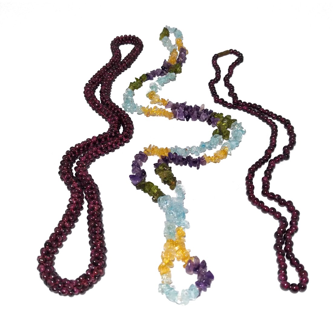 JEWELRY LOT 3 GEMSTONE NECKLACES GARNET AMETHYST  AND MORE (1 of 4)