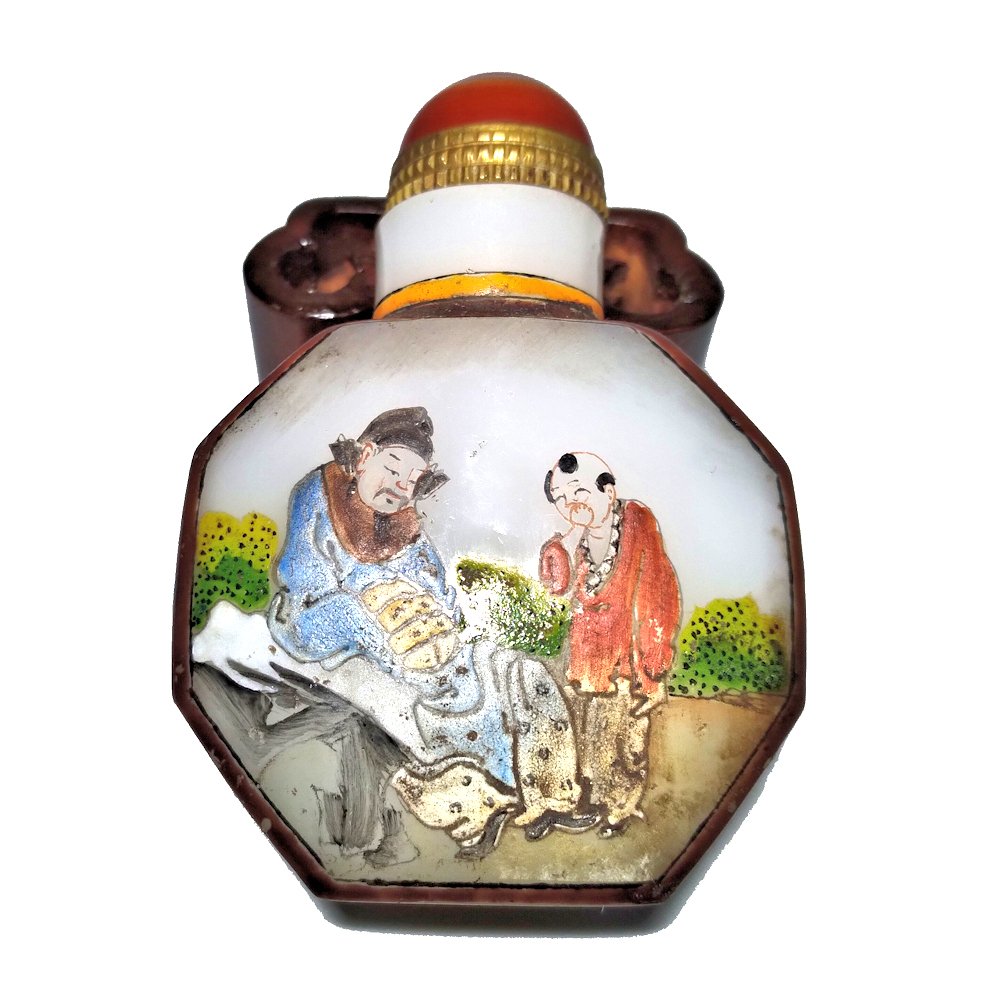CHINESE ENAMEL ON GLASS SNUFF BOTTLE SCHOLAR PUPILS (1 of 9)