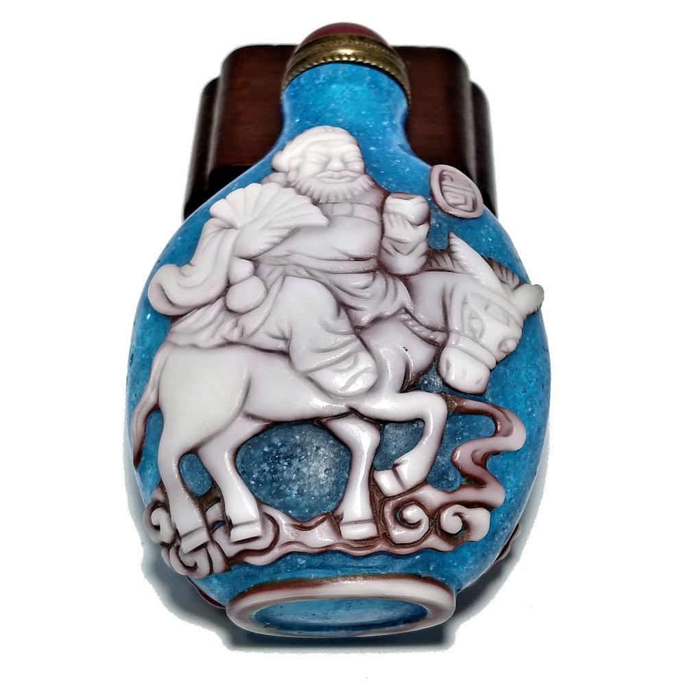 SUPERB SIGNED PEKING GLASS FIGURAL BOTTLE QIANLONG (1 of 8)