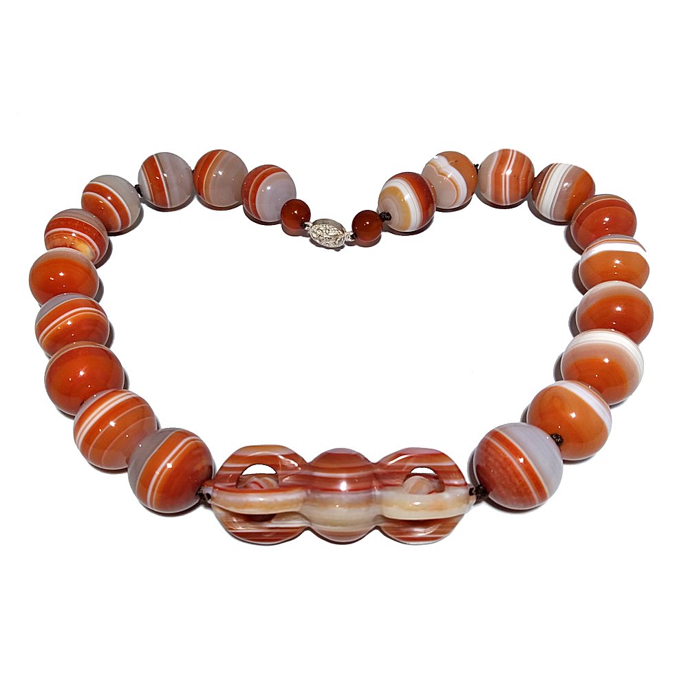 FABULOUS  RARE LARGE SINO TIBETAN BANDED AGATE DZI NECKLACE (1 of 6)