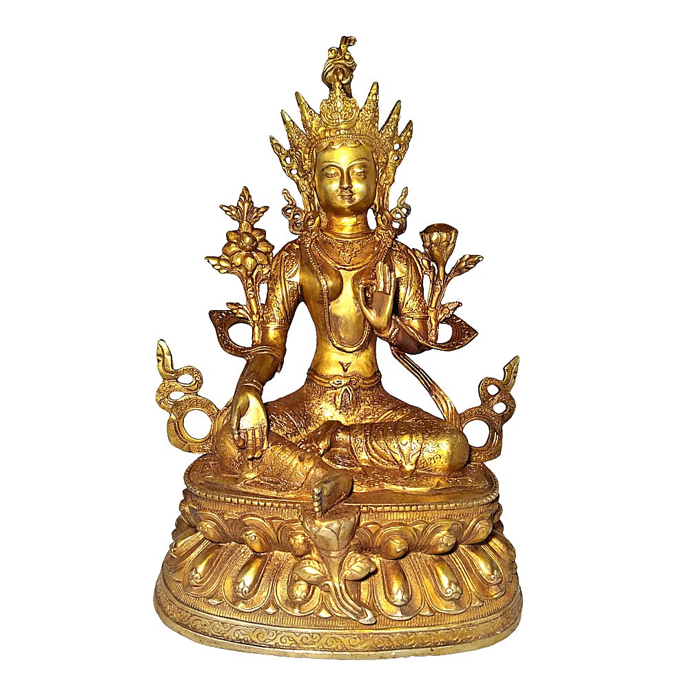 A FANTASTIC  SINO TIBETAN GILT BRONZE STATUE SERENE TARA GUANYIN (1 of 8)