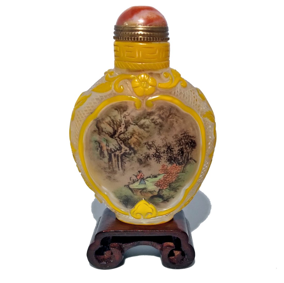 CHINESE OVERLAY INSIDE PAINTED SNUFF BOTTLE  LANDSCAPE (1 of 12)