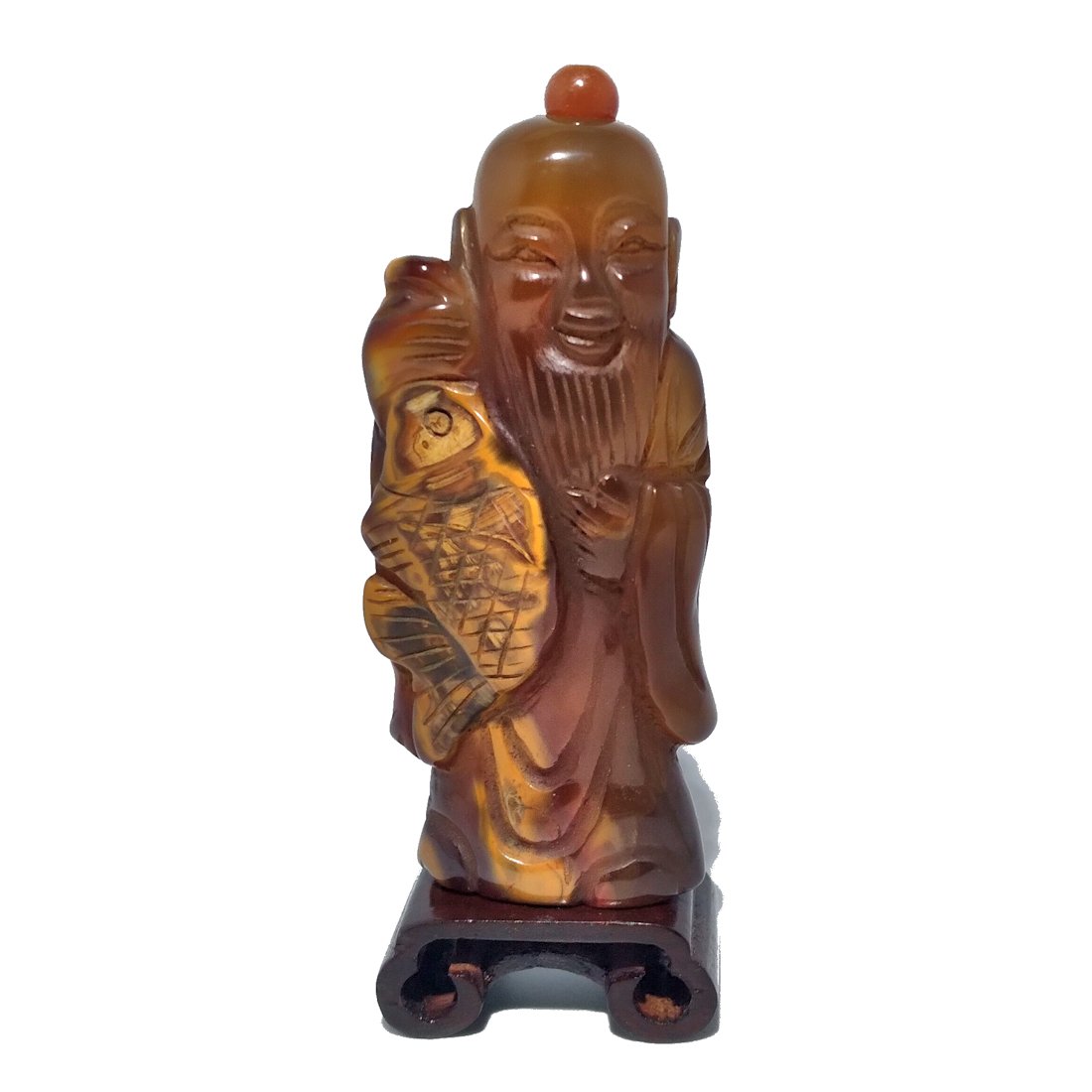 A STUNNING FIGURAL CHINESE SNUFF BOTTLE CARVED AGATE ELDER (1 of 10)