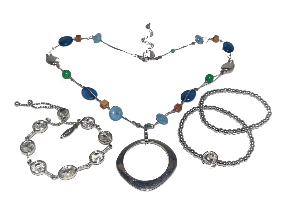 SILVER TONE NECKLACE BY NY COMPANY AND THREE BRACELETS (1 of 3)