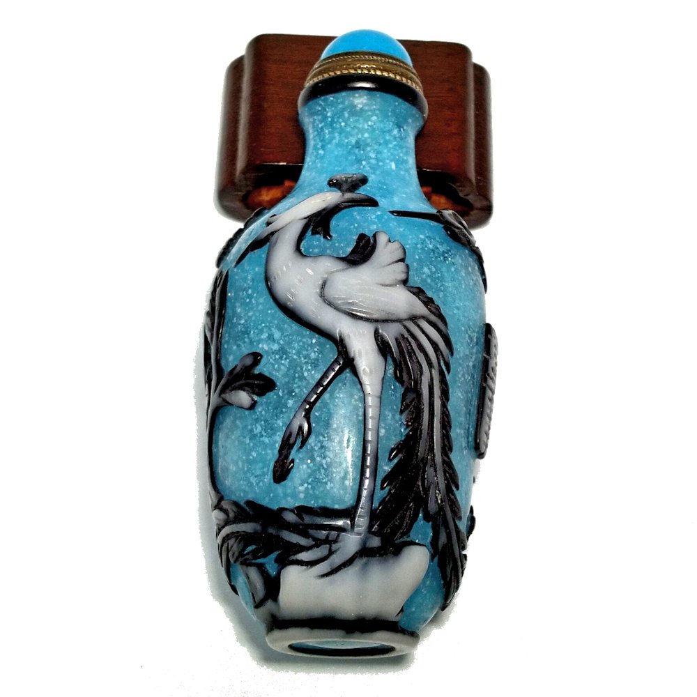 SIGNED PEKING SNUFF BOTTLE PHOENIX PEONY BUTTERFLY (1 of 8)