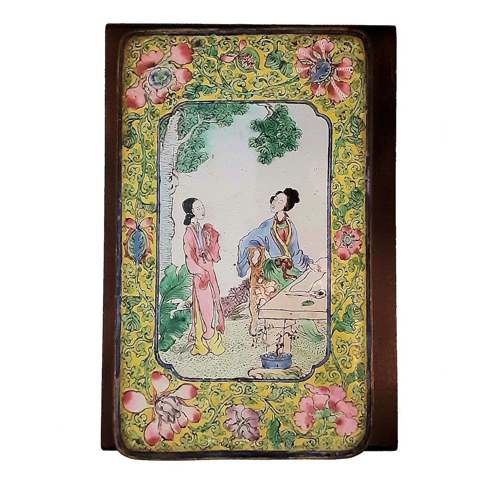 FINE LARGE CHINESE  ENAMELED HINGED BRONZE BOX 18-19TH C FIGURES (1 of 7)