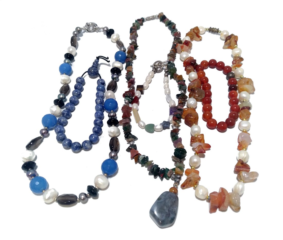 NATURAL JEWELRY LOT CARNELIAN AGATES PEARLS QUARTZ (1 of 2)