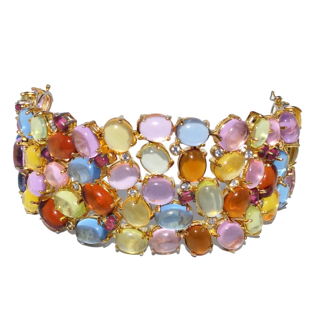 AMAZING VINTAGE RHINESTONE BRACELET FRUIT SALAD COLORS (1 of 5)