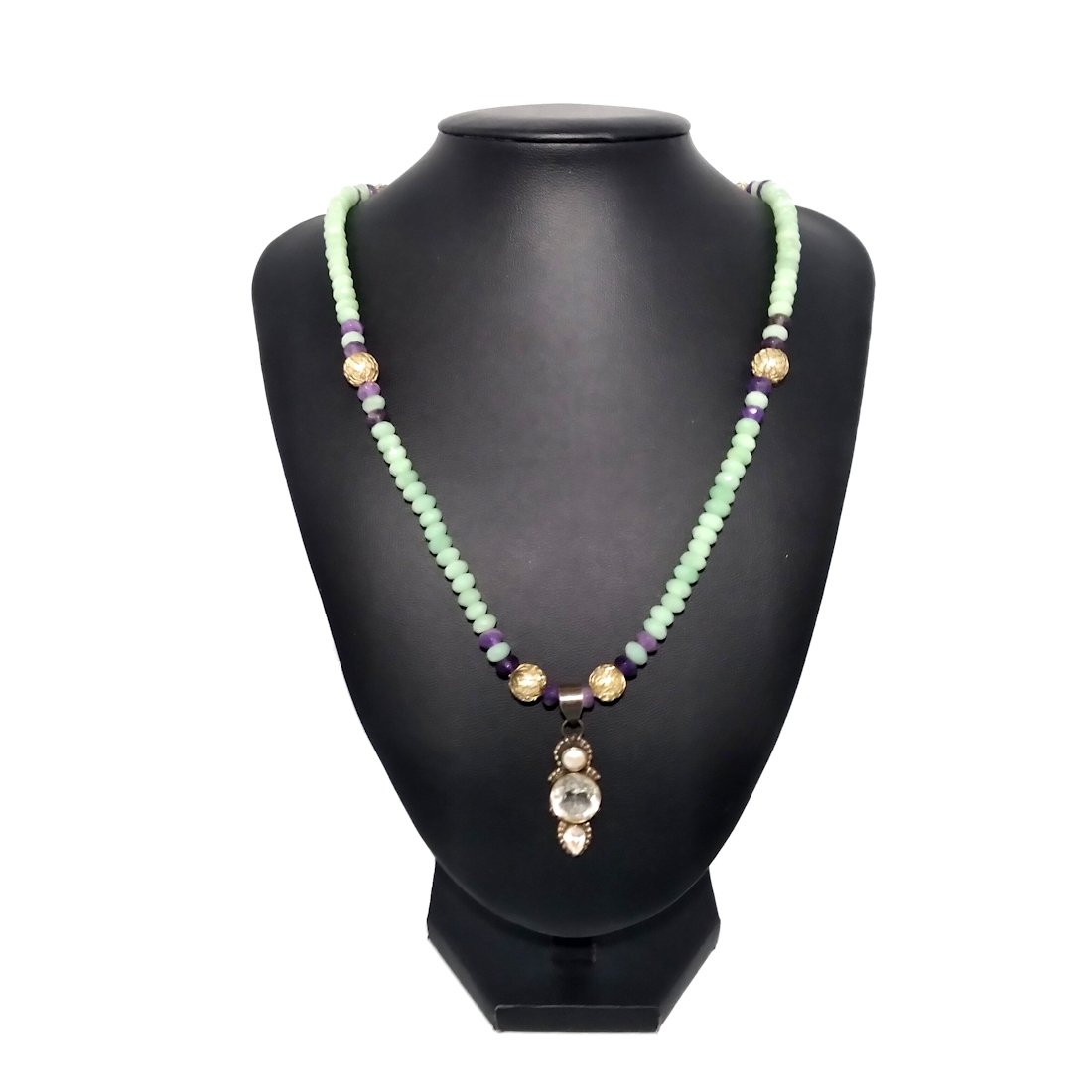 NECKLACE AMETHYST AMAZONITE SILVER PENDANT (1 of 4)