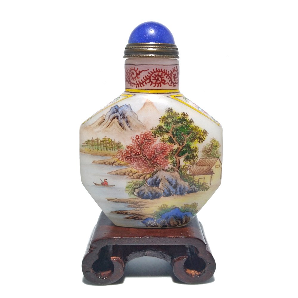 VERY FINE CHINESE ENAMEL ON GLASS SNUFF BOTTLE LANDSCAPE (1 of 10)
