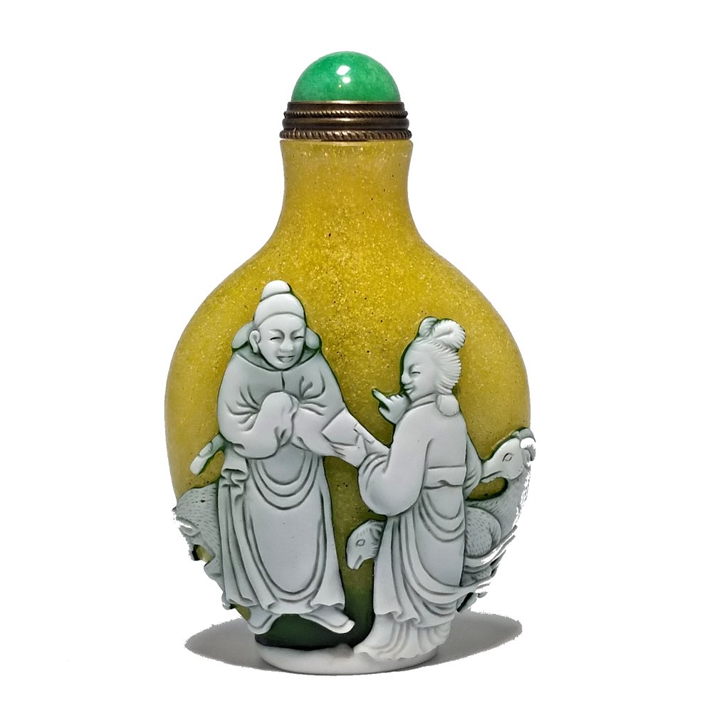 SUPERB RARE PEKING GLASS SNUFF BOTTLE QIANLONG SIGNED (1 of 8)