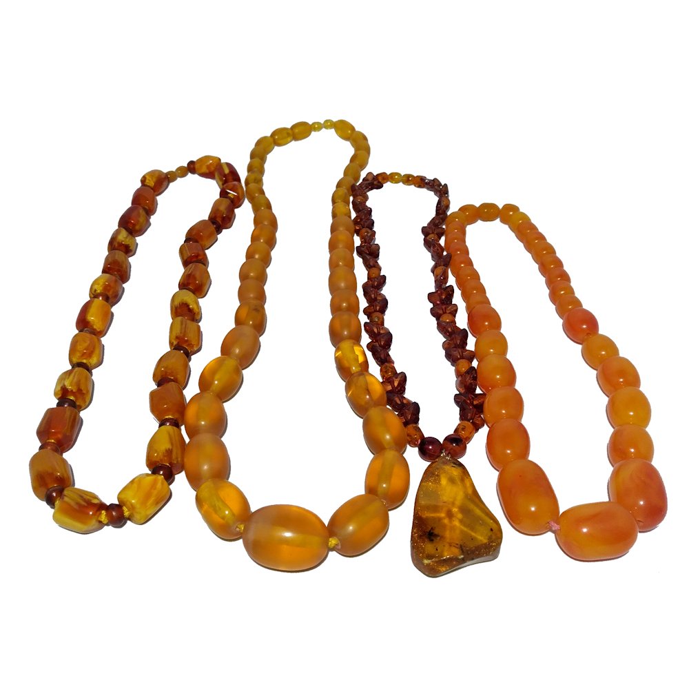 4 LARGE CHINESE BUTTERSCOTCH AMBER RESIN  BEADS (1 of 3)