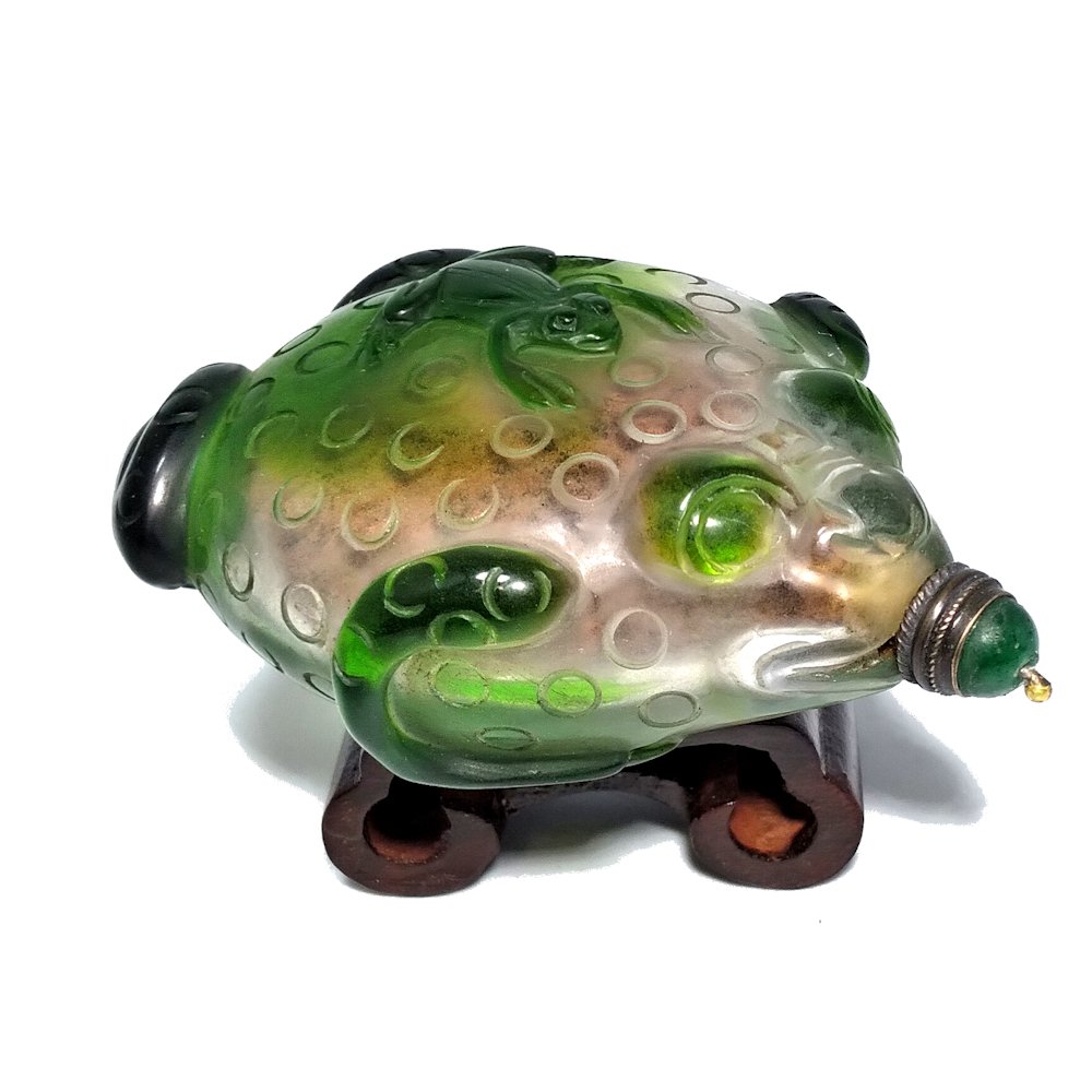 FIGURAL PEKING GLASS SNUFF BOTTLE FROG FORM (1 of 7)