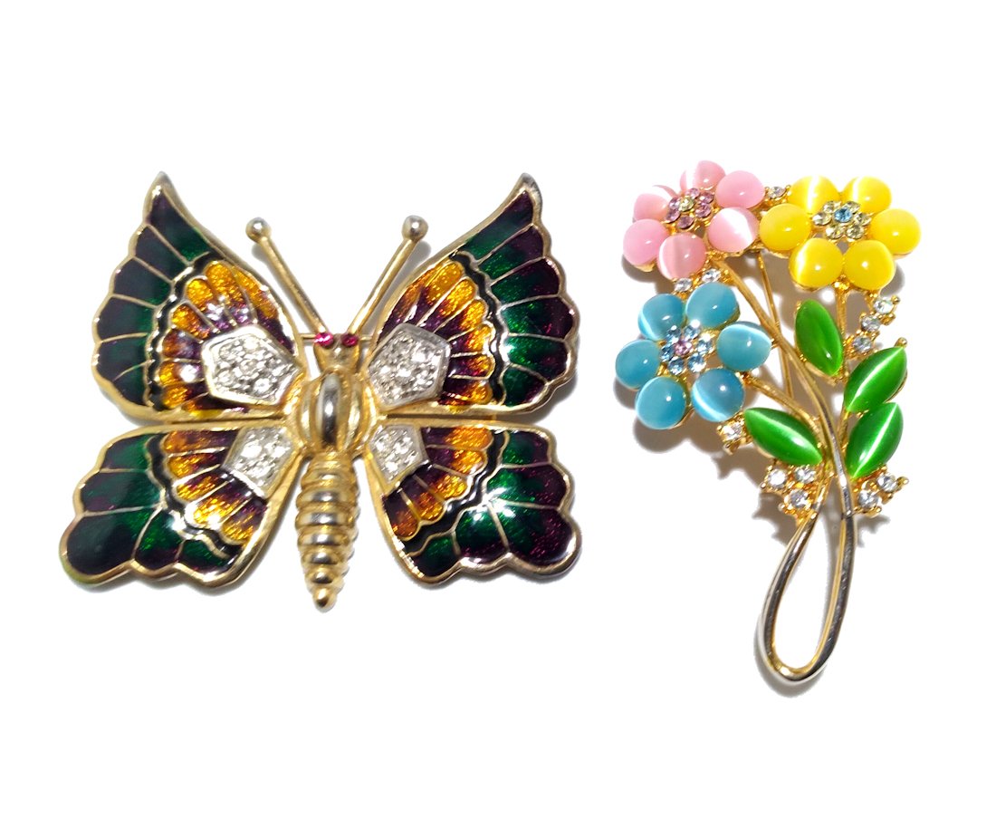 VINTAGE COSTUME JEWELRY LOT 2 STUNNING BROOCHES (1 of 4)