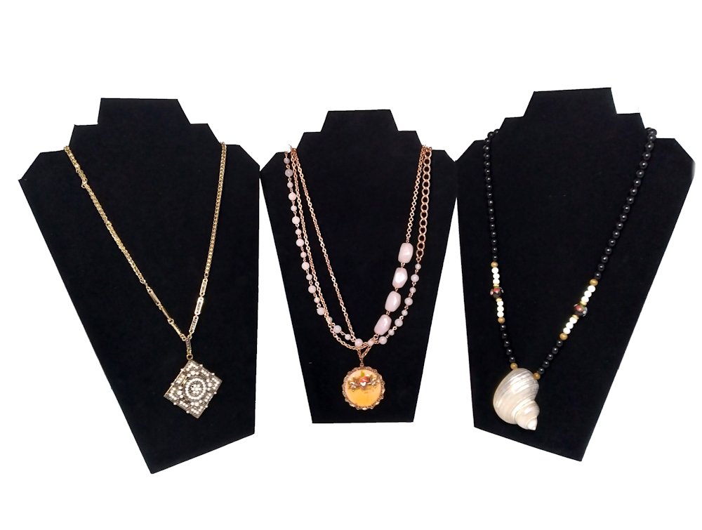 LOT OF 3 SIGNED DESIGNER NECKLACES NATASHA, BETSY JOHNSON (1 of 5)