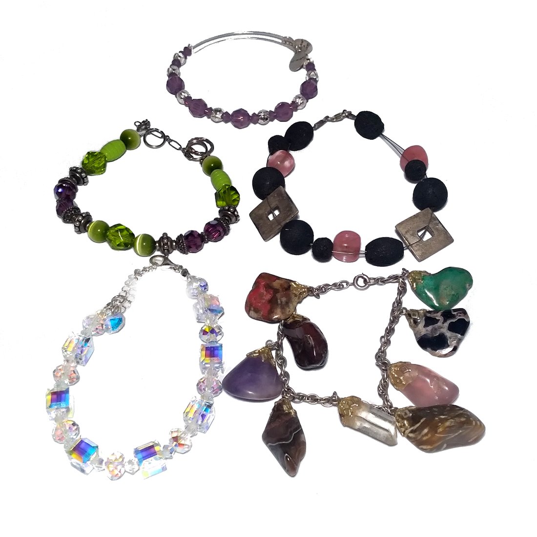 5 AMAZING BRACELETS IN STERLING , 925, CRYSTAL, TURQUOISE, QUARTZ (1 of 2)