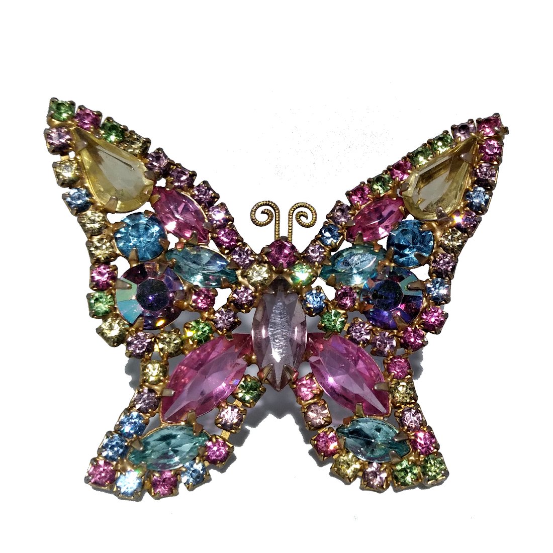 A  LARGE MULTICOLORED VINTAGE WEISS BUTTERFLY BROOCH (1 of 6)