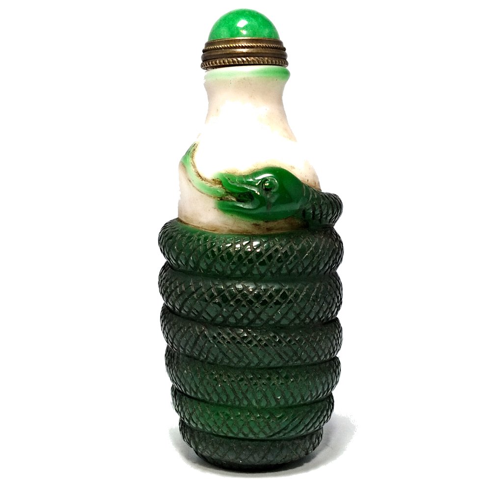 CHINESE PEKING GLASS SNUFF BOTTLE SNAKE (1 of 6)