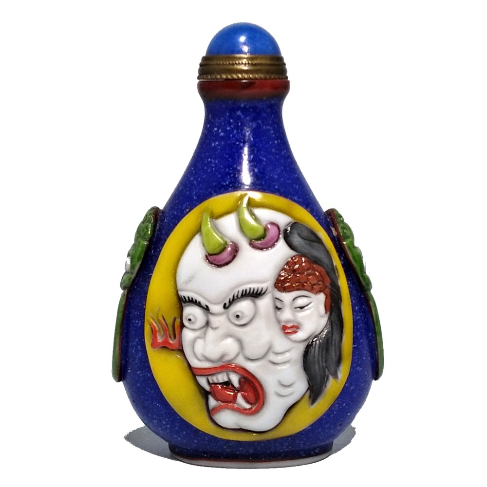 BUDDHA  AND MARA , PEKING GLASS SNUFF BOTTLE (1 of 6)