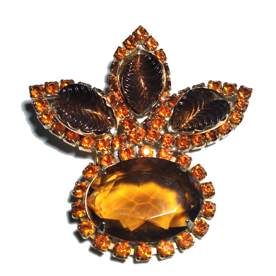 A  LARGE STUNNING VINTAGE RHINESTONE BROOCH SIGNED (1 of 5)