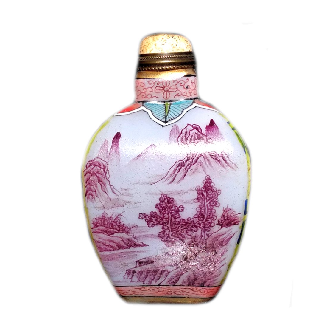 SNUFF BOTTLE LANDSCAPE YONGZHENG RARE CHINESE ENAMEL (1 of 7)