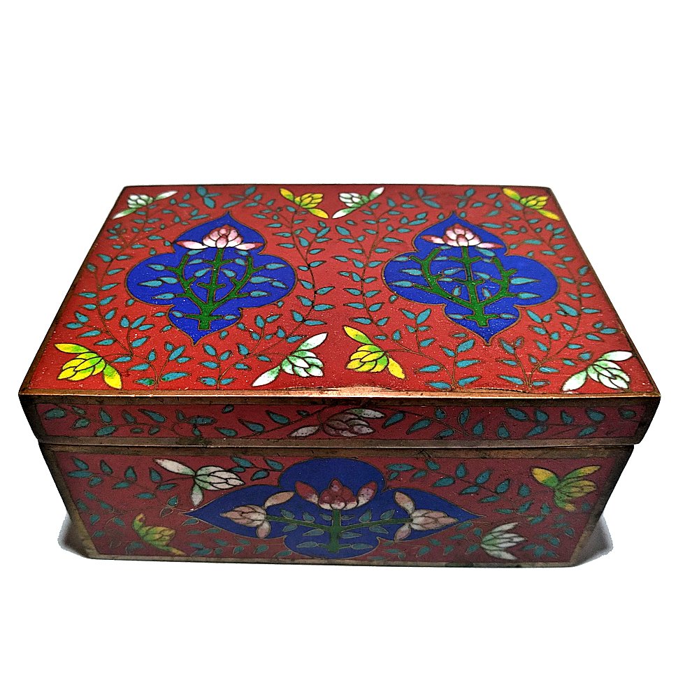 A SUPERB RARE 19TH CENTURY CHINESE CLOISONNE BOX RED (1 of 9)