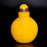FINE YELLOW PEKING GLASS SNUFF BOTTLE BASKETWEAVE
