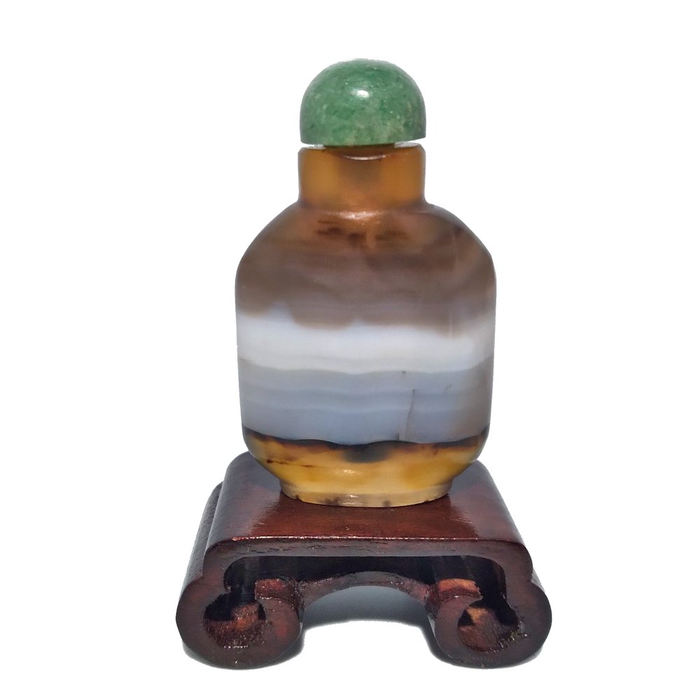 A FINE ANTIQUE CHINESE BANDED AGATE SNUFF BOTTLE 18-19 C (1 of 9)